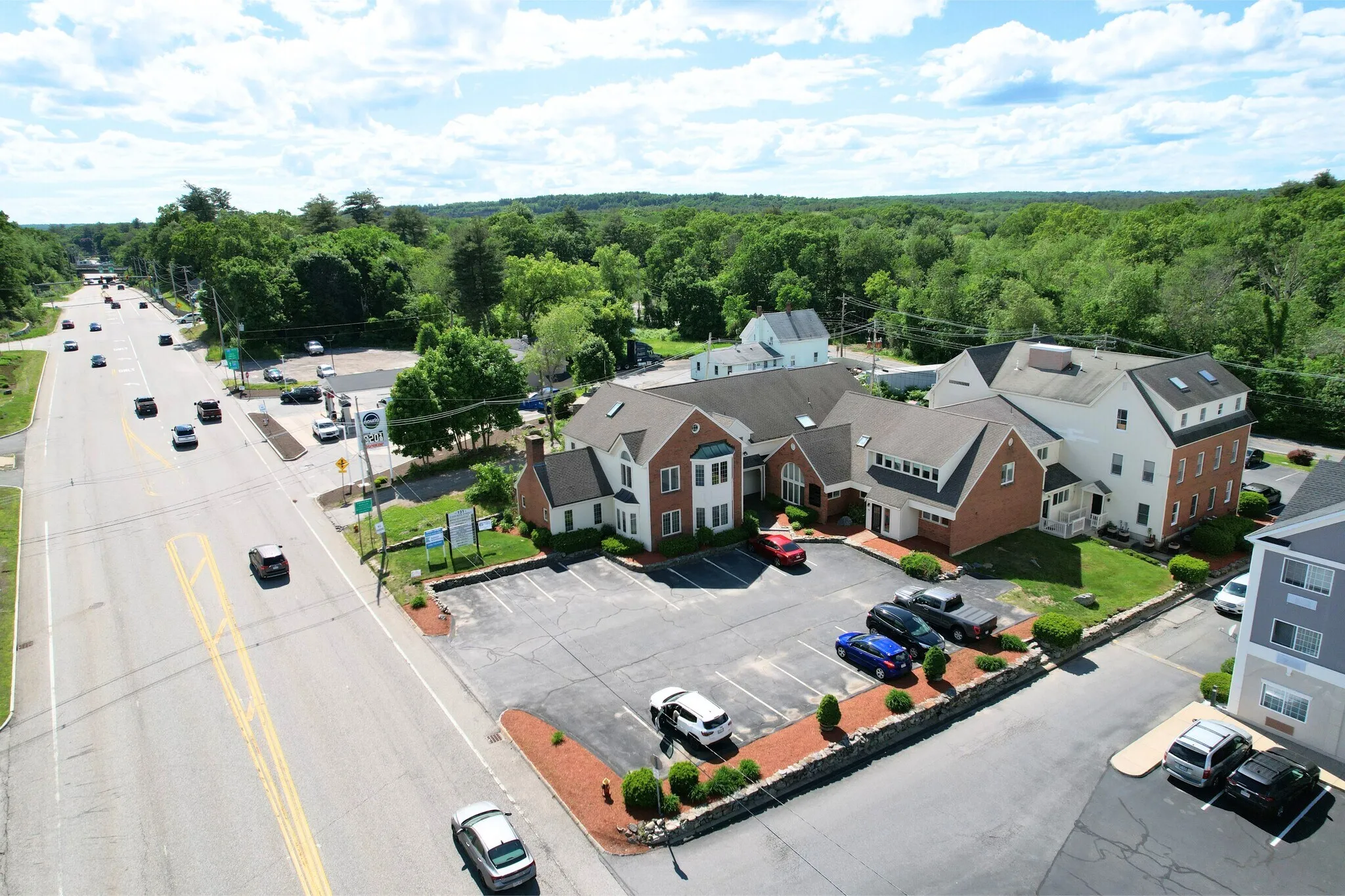 The office building at 131 Coolidge St Ste A3, Hudson, MA, seen from above